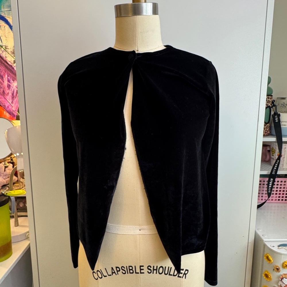 Elegant Black Velvet Cardigan